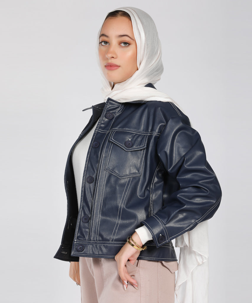Jacket-Leather-NAVY