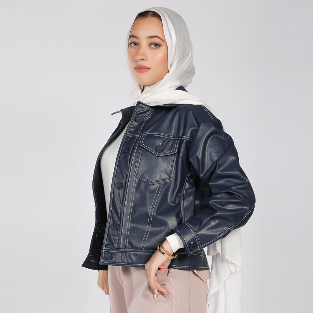 Jacket-Leather-NAVY