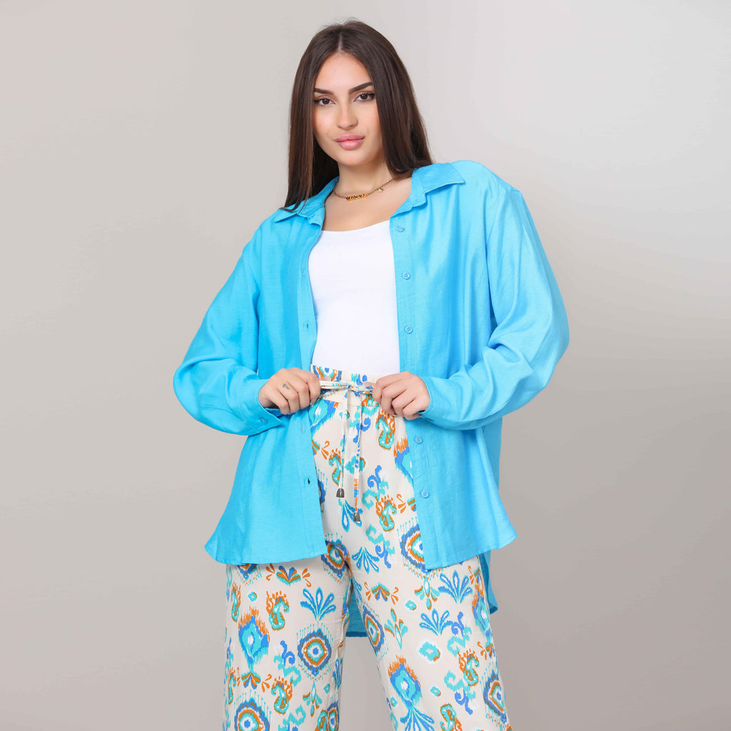 Shirt-Cotton Viscose-SKY BLUE