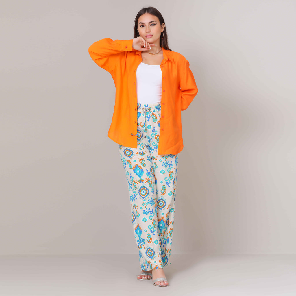 Shirt-Cotton Viscose-ORANGE