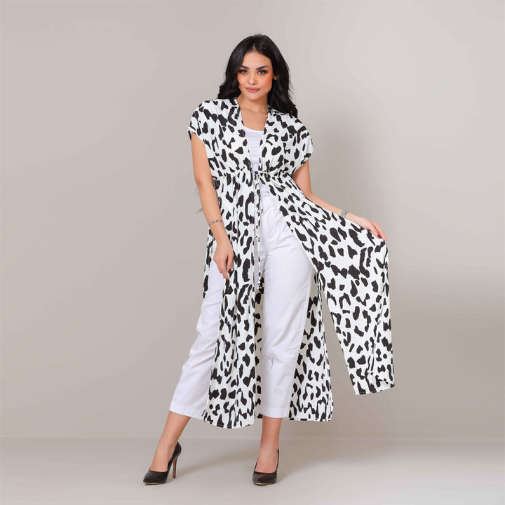 Cardigan-Chiffon Crepe-WHITE