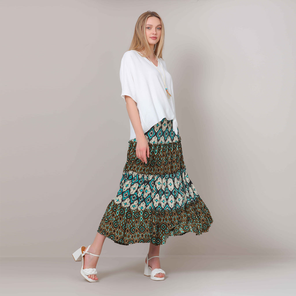 Skirt-Cotton Viscose-OLIVE
