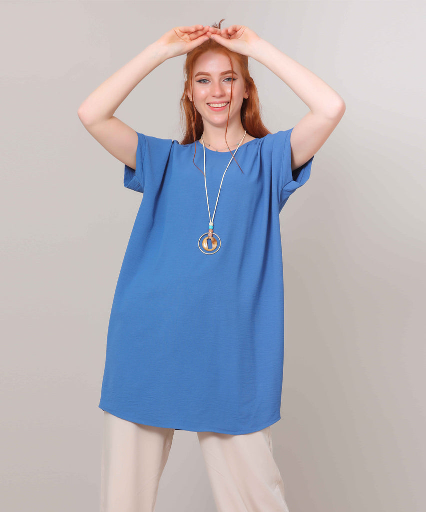 Blouse-Cotton Viscose-BLUE