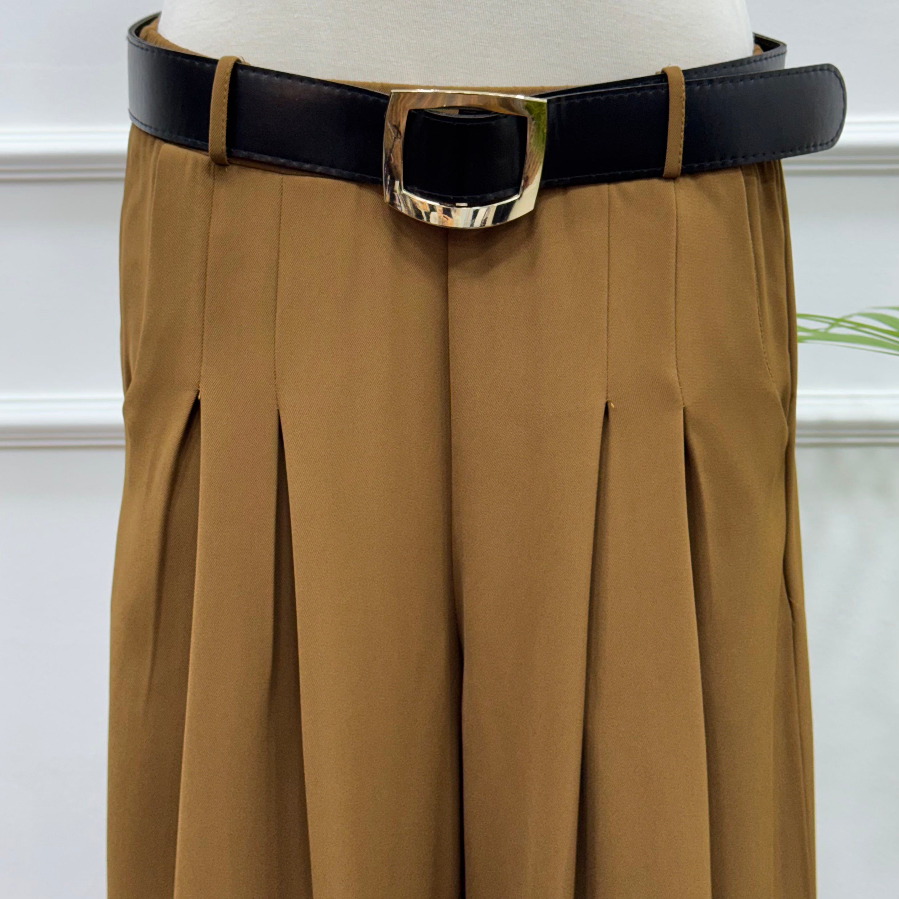 Front-Pleated Trousers-Crepe
