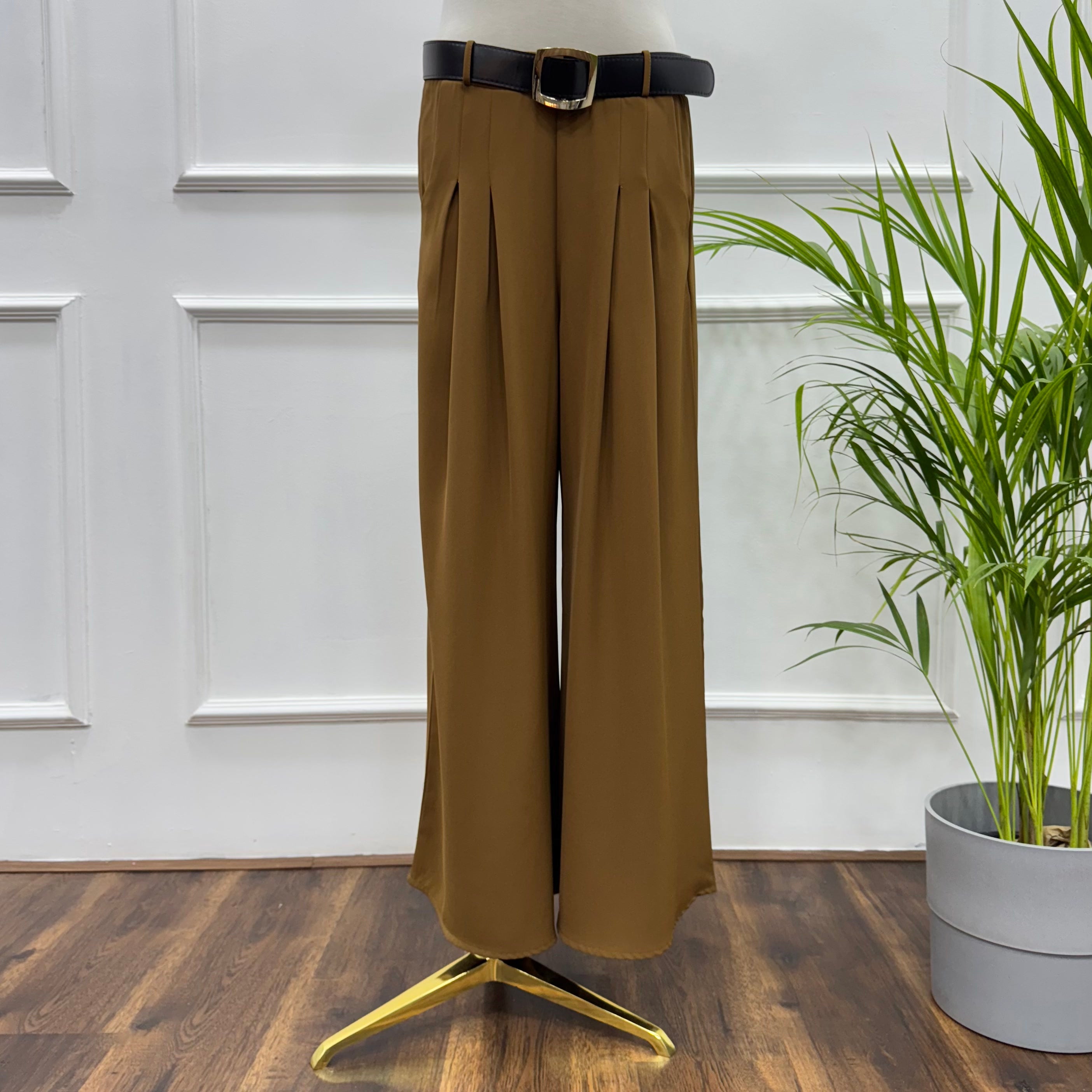 Front-Pleated Trousers-Crepe