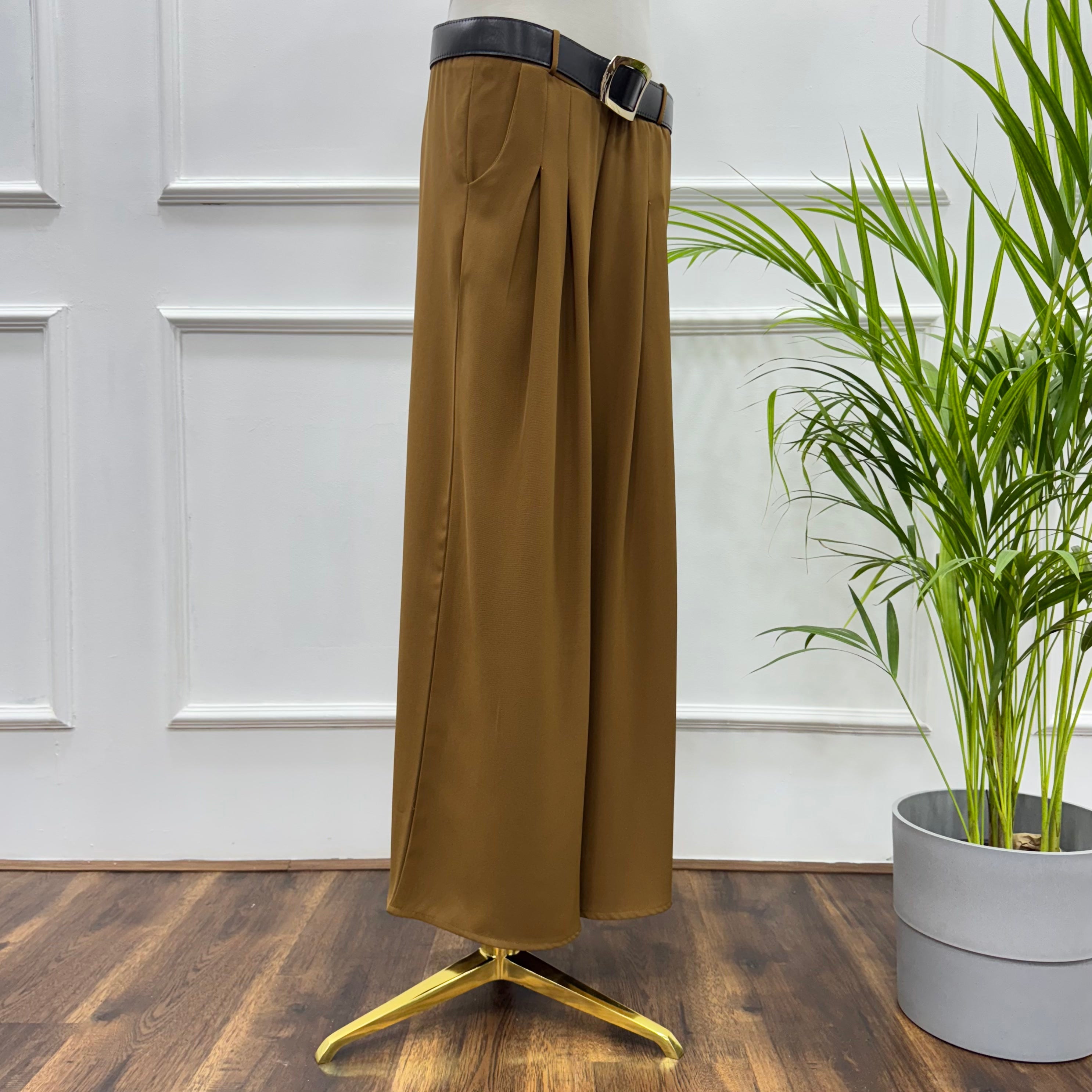 Front-Pleated Trousers-Crepe