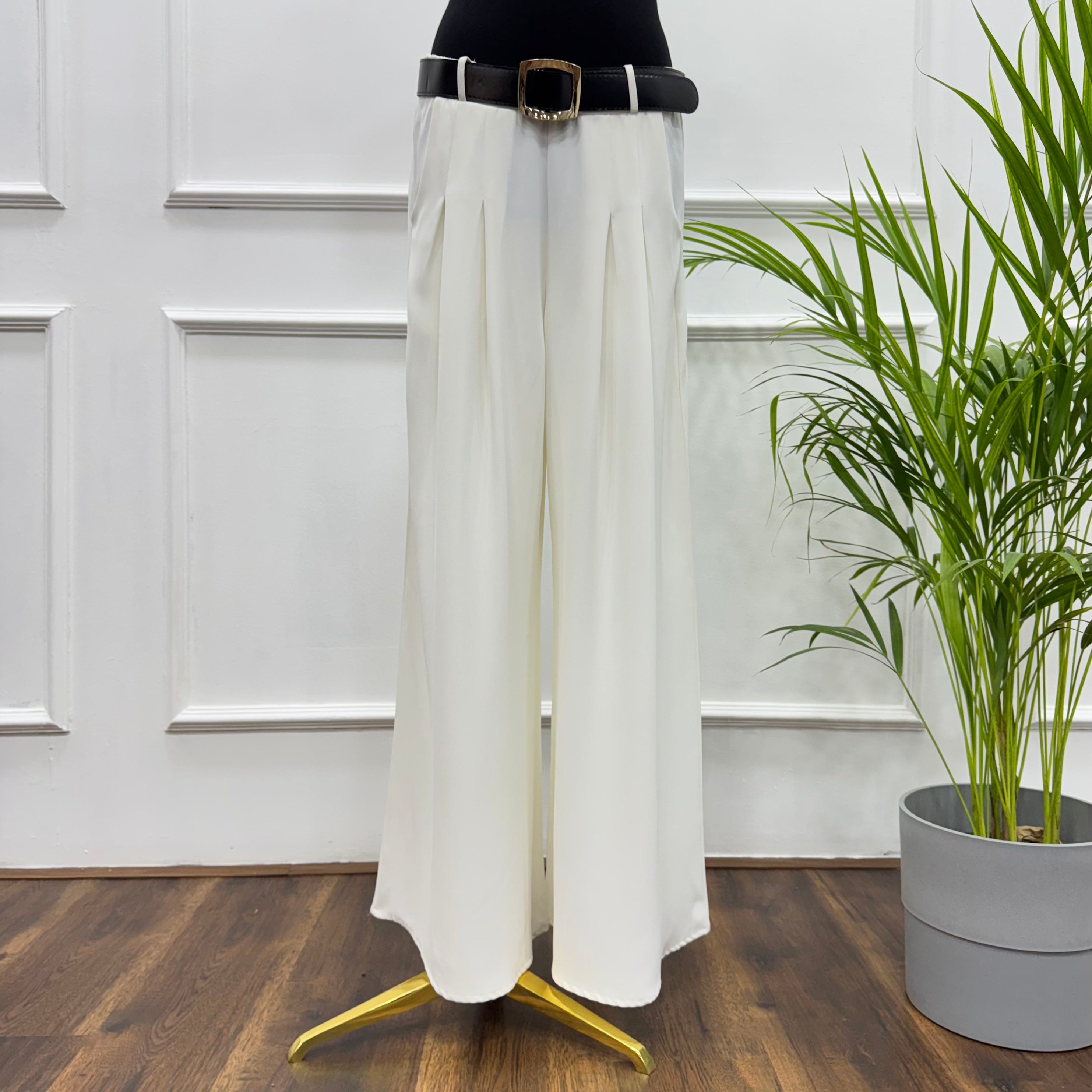 Front-Pleated Trousers-Crepe