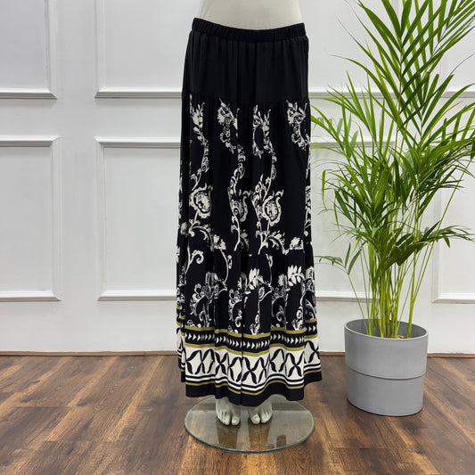 Border Printed Tiered Maxi Skirt