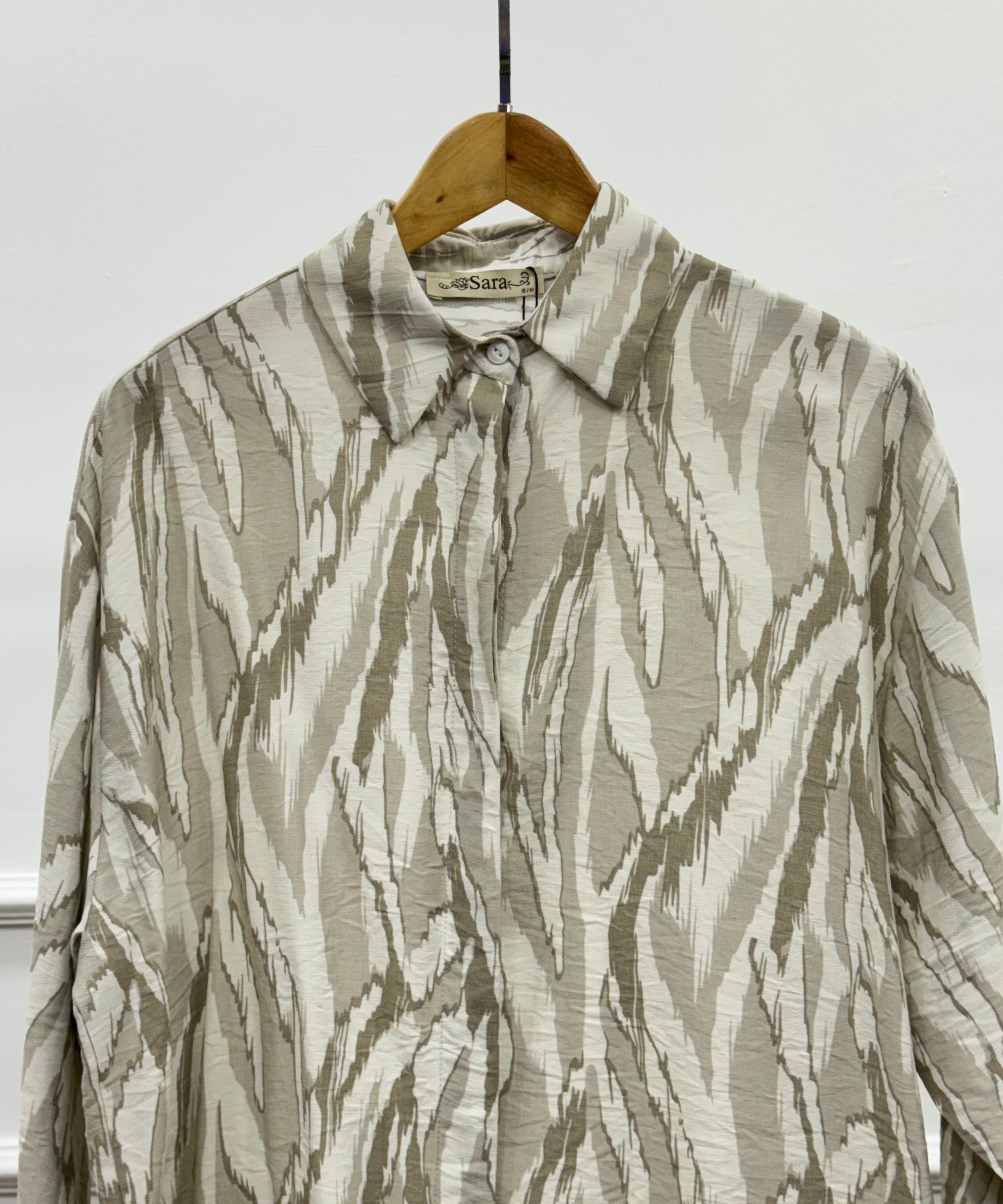 Printed Oversized Shirt-Spanish Linen-BEIGE