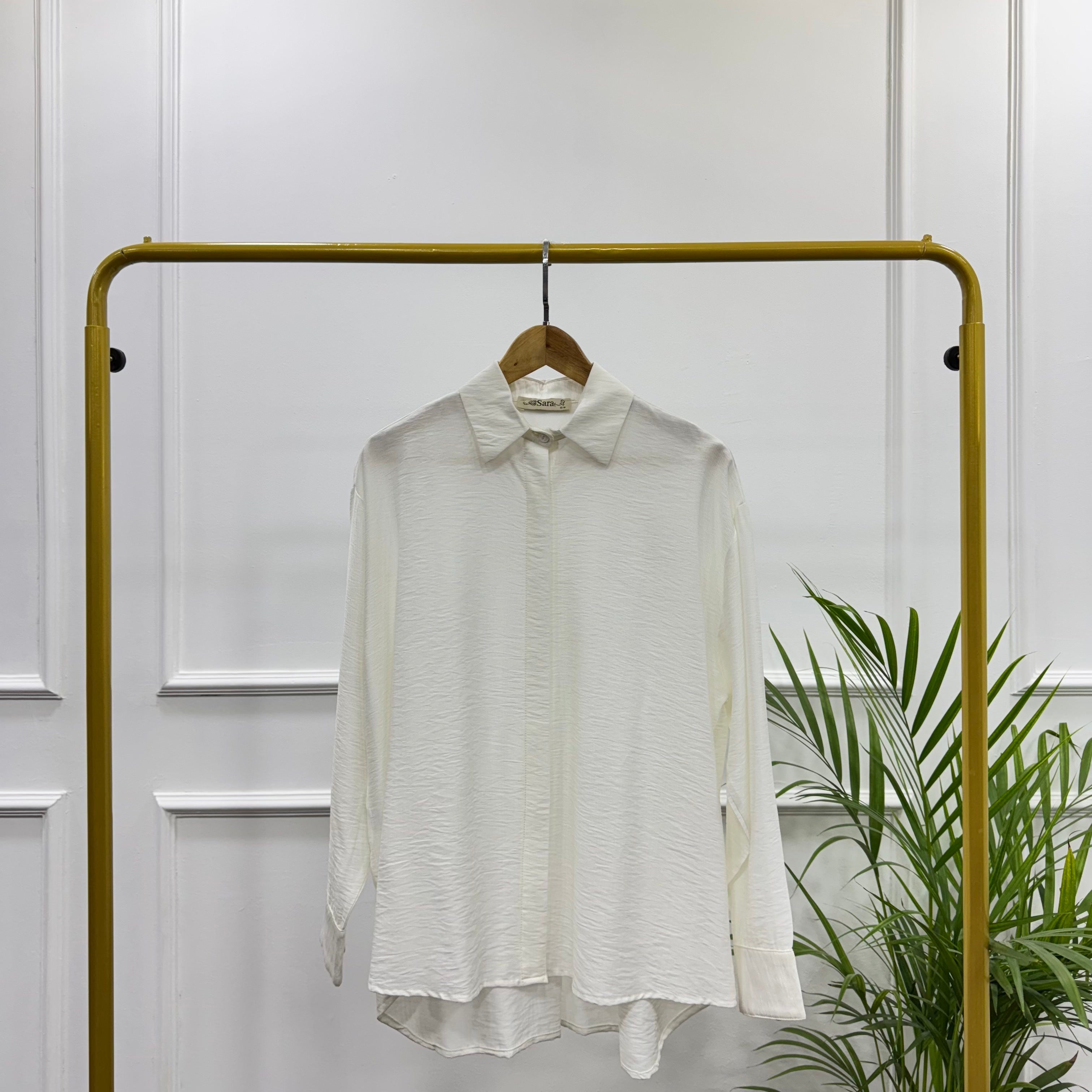 Oversized Shirt-Linen-Of White