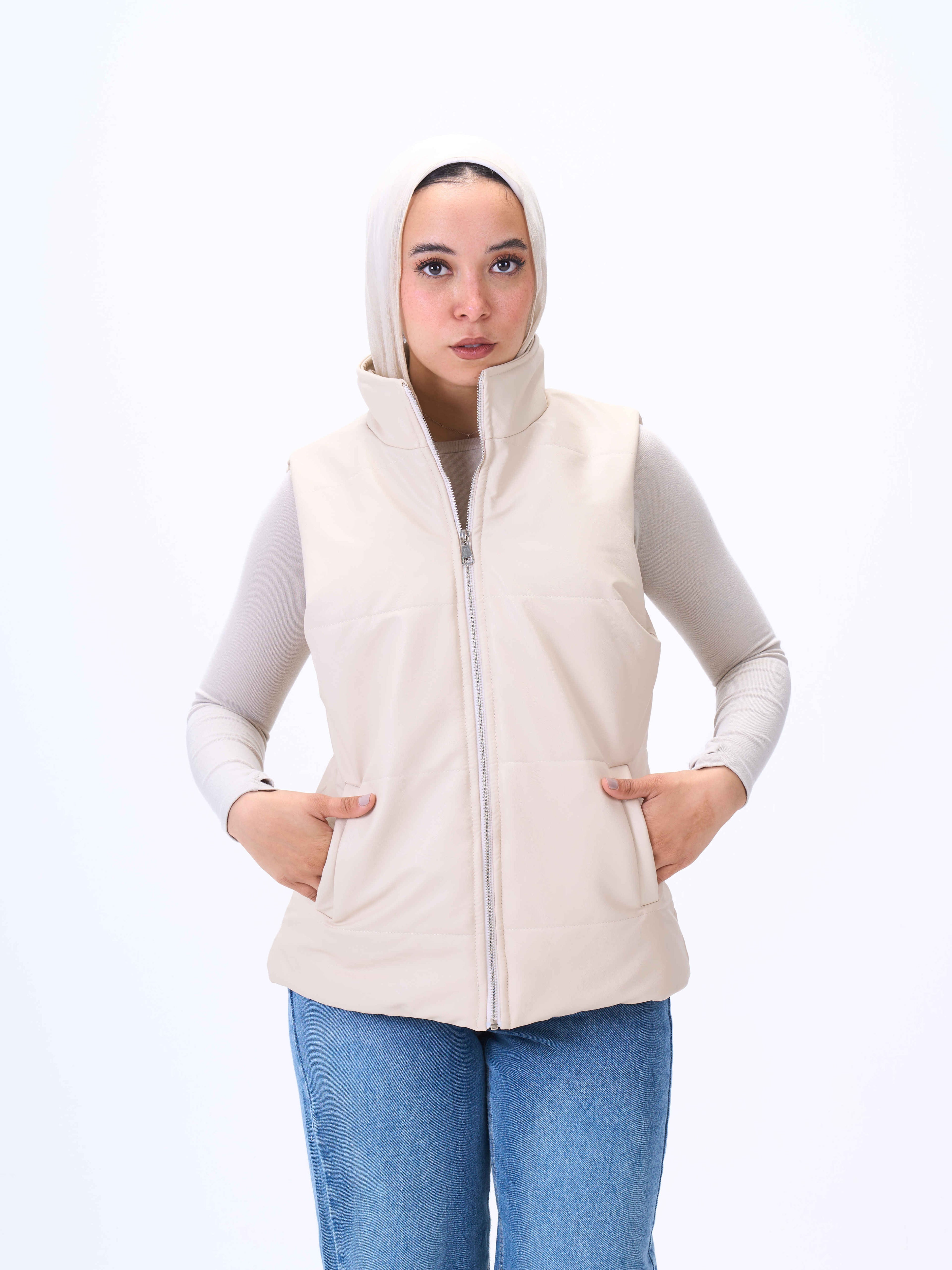 Sleeveless Jacket-Leather