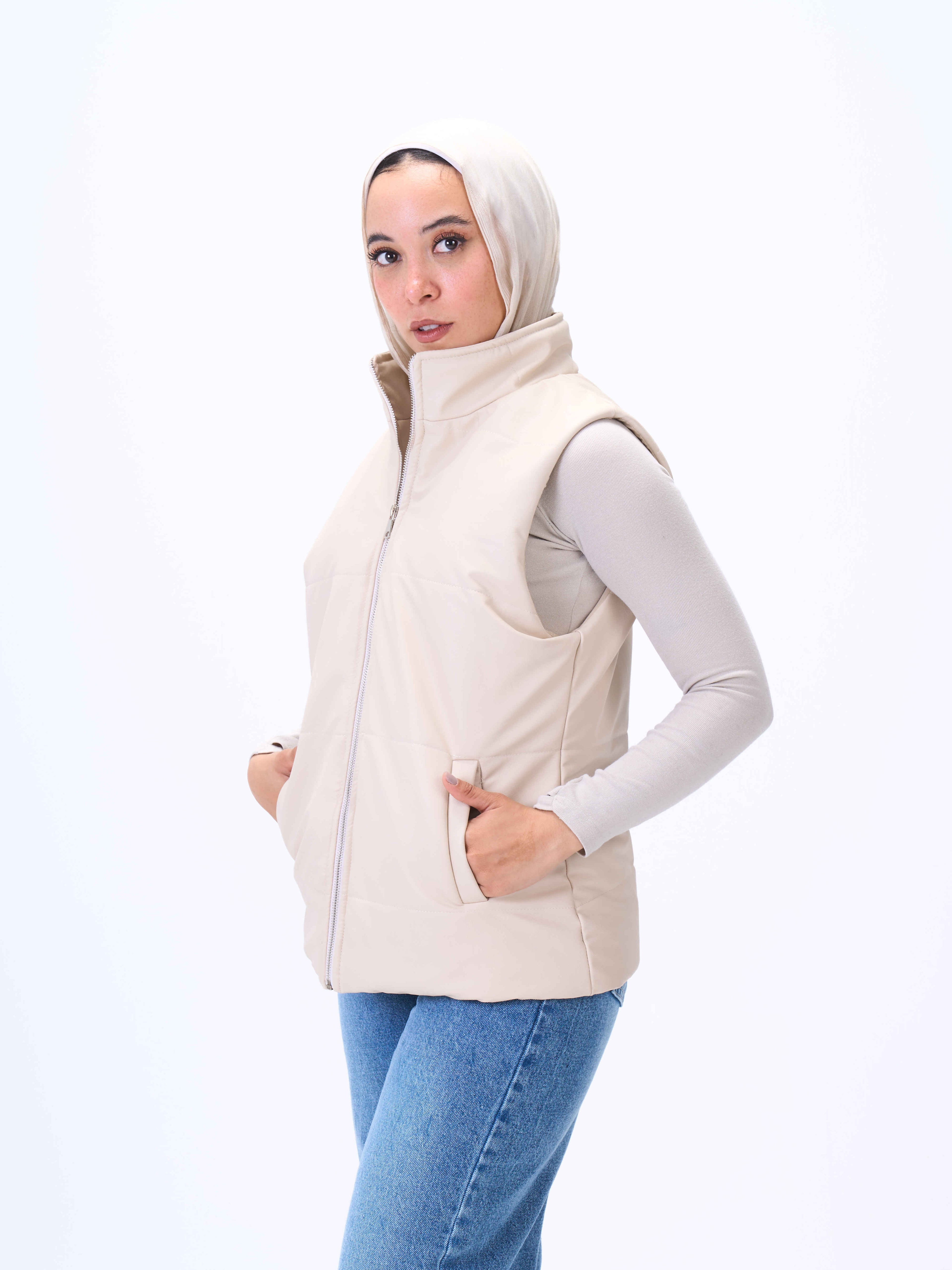 Sleeveless Jacket-Leather