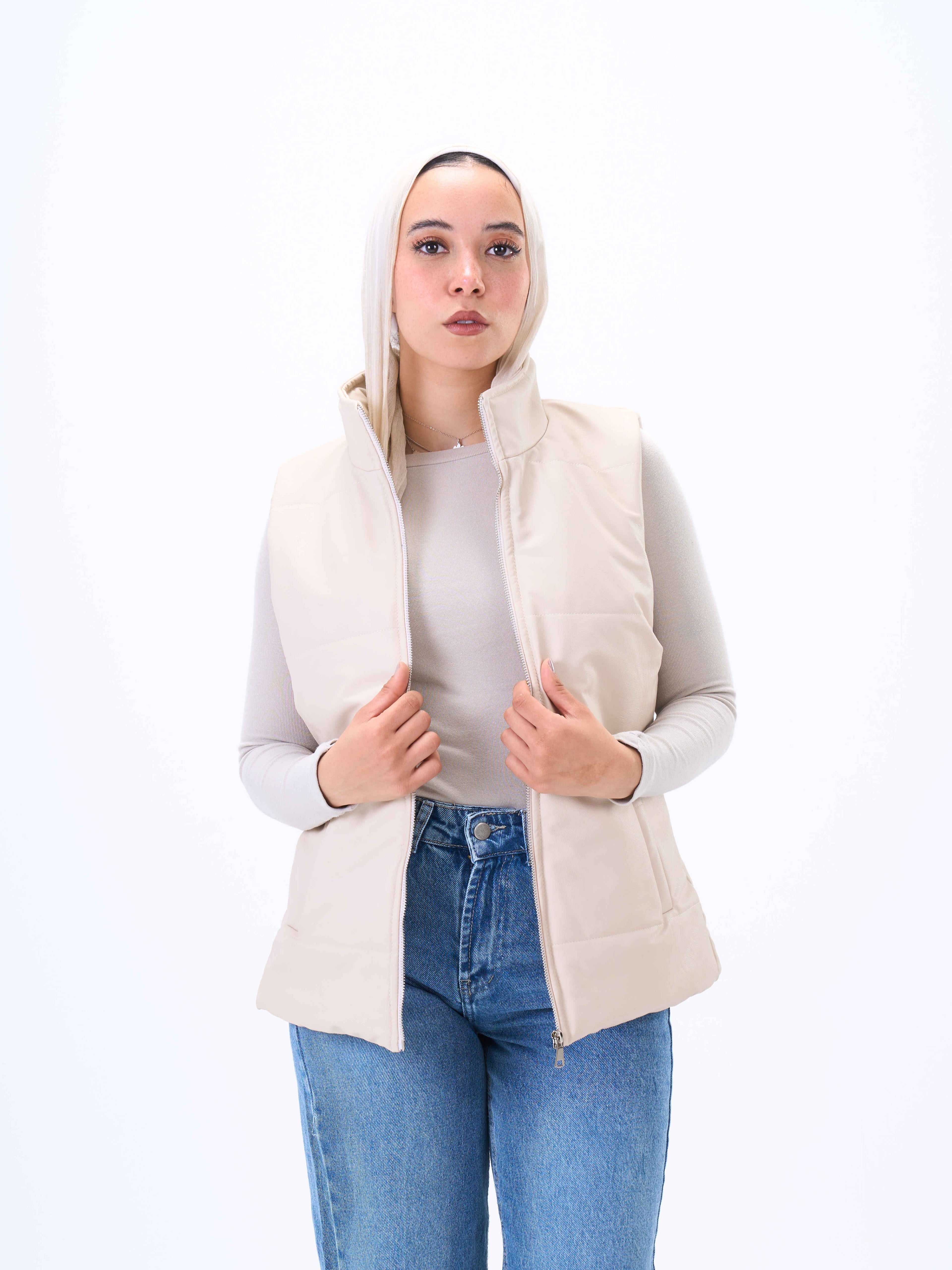 Sleeveless Jacket-Leather