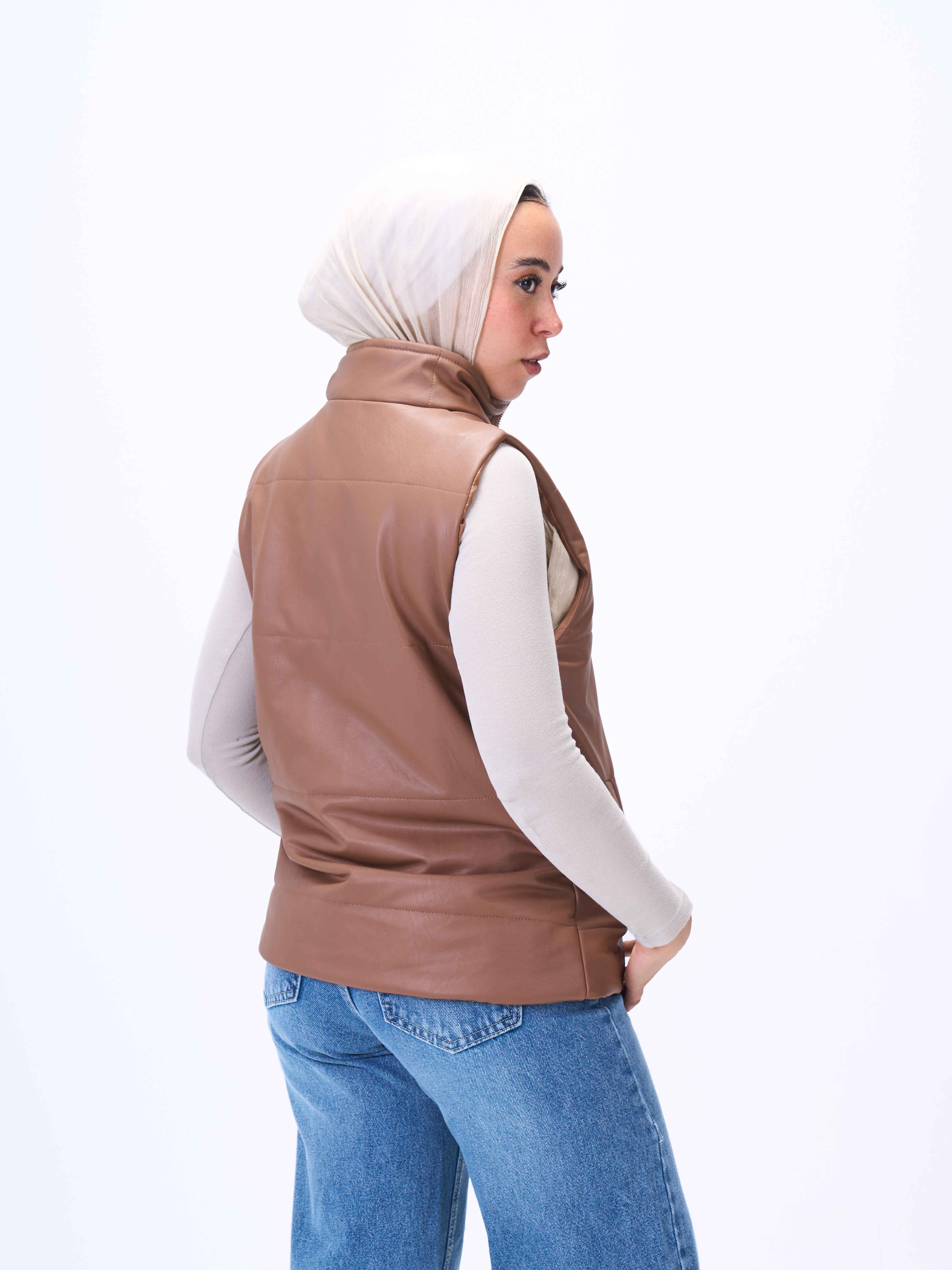 Sleeveless Jacket-Leather
