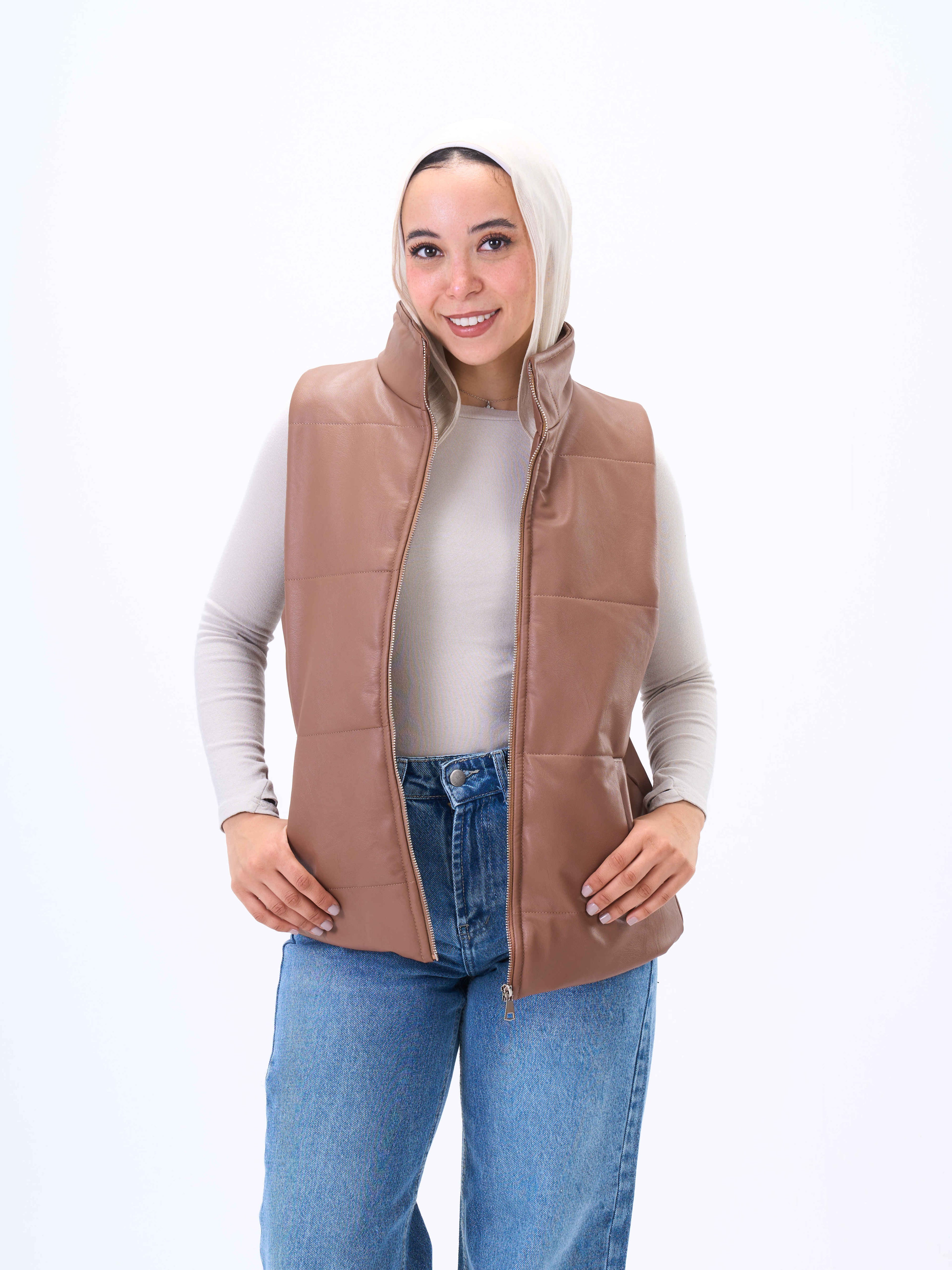 Sleeveless Jacket-Leather