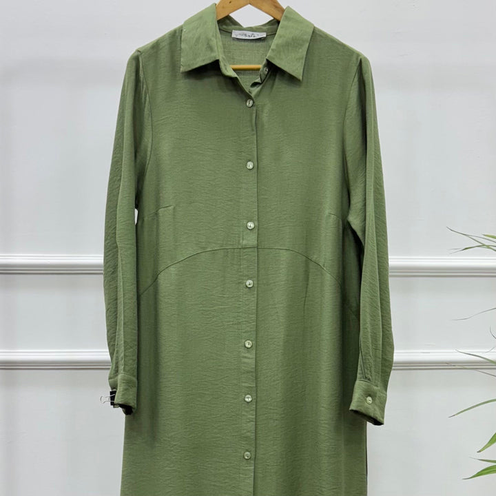 تونيك ساده طويل بكم-كتان اسبانى-زيتي